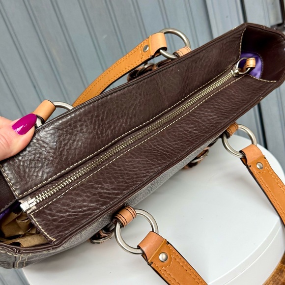 Vintage Coach Chelsea Brown Tan Pebble Leather Shoulder Bag F12339 Satchel Zip - Picture 12 of 15